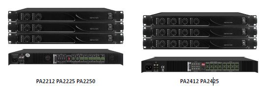 PA2212 PA2225 PA2250 / PA2412 PA2425 2-Channel / 4-Channel Class-D Amplifier with DC24V